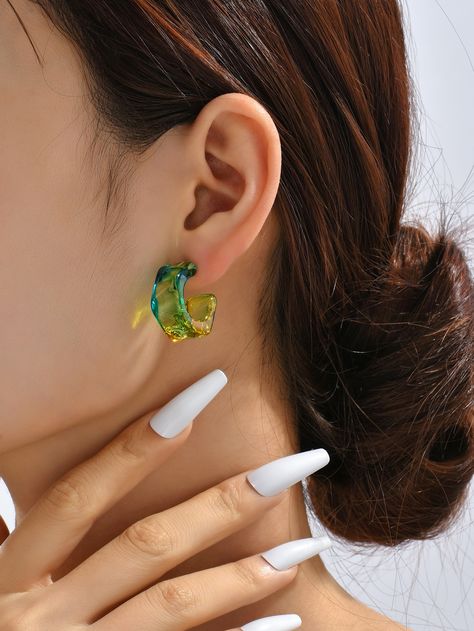 Multicolor Fashionable Collar  PMMA  Hoop Embellished   Jewelry Korean Minimalist Fashion, Amazing Earrings, Embellished Fashion, Bride Shower, Embroidery Jewelry, Watches Women Fashion, Acrylic Earrings, Geometric Earrings, Charm Gift