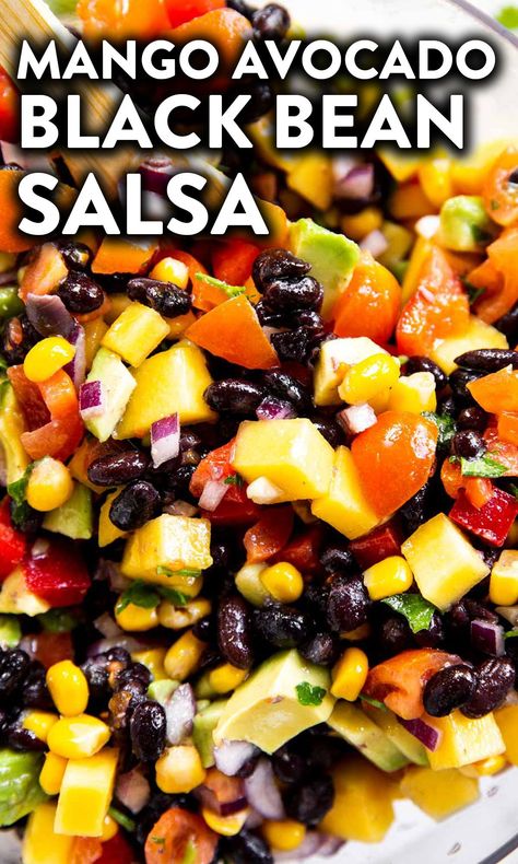 Mango Cowboy Caviar, Cowboy Caviar Mango, Cowboy Caviar With Mango, Cowboy Caviar Salad, Caviar Salad, Cowboy Salad, Black Bean Salsa Recipe, Healthy Lunch Salad, Salsa Salad