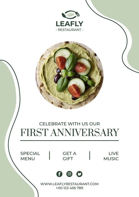 Restaurant Anniversary Poster, Restaurant Invitation, Restaurant Anniversary, Anniversary Food, Posters Layout, Event Invitation Design, Restaurant Promotions, Graphic Design Posters Layout, Free To Edit