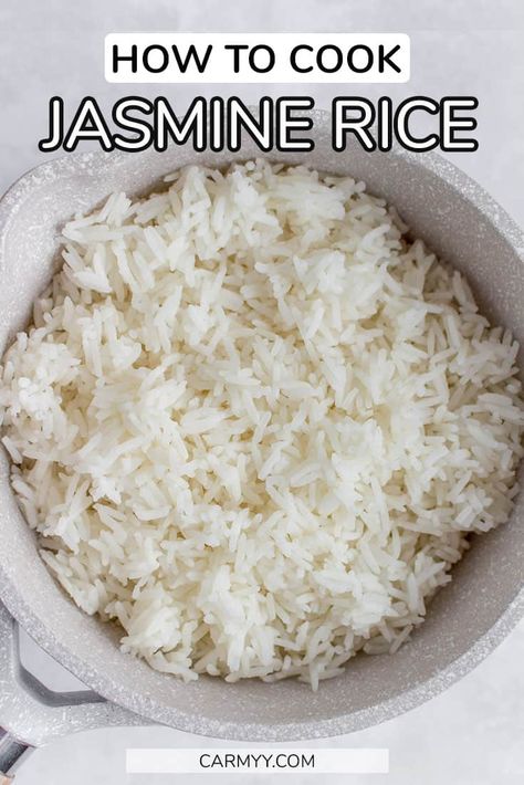 Rice Stove Top, Rice On The Stove Top, Cook Jasmine Rice, Perfect Jasmine Rice, Fluffy Jasmine Rice, Jasmine Rice Recipes, Hibachi Recipes, Instant Pot Rice, White Rice Recipes