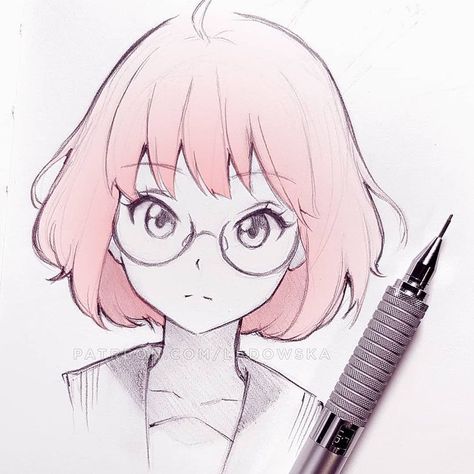 Asia Ladowska, Mirai Kuriyama, Dibujos Anime Chibi, Couple Drawing, Drawing Eyes, Anime Show, New Glasses, Anime Drawing, Drawing Challenge