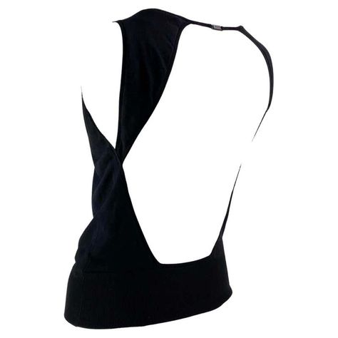 2000s Gucci by Tom Ford Backless Logo Clasp Black Knit Silk Tank Top For Sale at 1stDibs Tops With Open Back, Black Open Back Top, Open Back Clothes, Unique Top Designs, Top Silhouettes, Open Back Shirts, Open Back Tops, Unique Tops, Gucci By Tom Ford