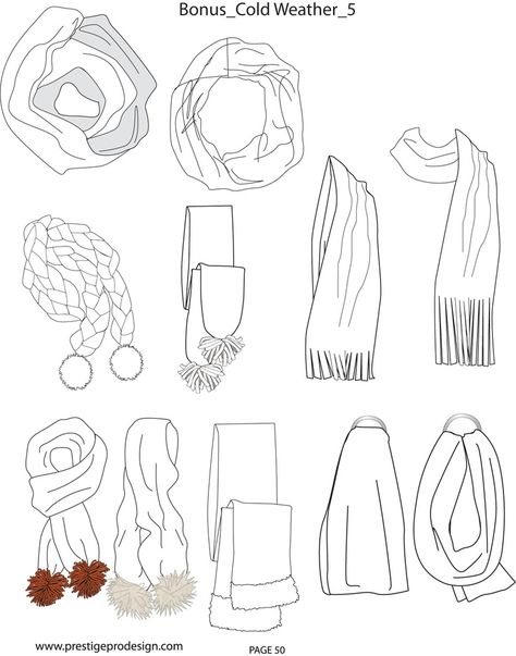 . Textile Moodboard, Accessories Sketches, Accessories Sketch, Scarf Drawing, Accessories Design Sketch, Fashion Sketch Template, Croquis Fashion, Adobe Tutorials, Flat Drawings