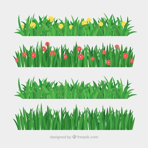 Doodle Animals, Grass Drawing, Border Templates, Grass Pattern, Farm Activities, Summer Trees, Different Types Of Flowers, Flower Vector, Garden Watercolor