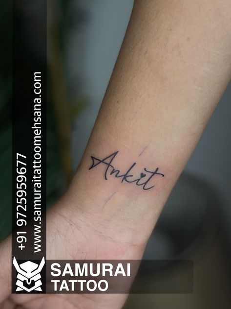 Ankit Name Tattoo, Name On Ring Finger Tattoo, Name Tattoo On Hand, Tattoo On Finger, Name Tattoo Design, Ring Finger Tattoos, Name Tattoo Designs, Samurai Tattoo, Name Tattoo