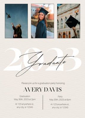 Picture Collage Aesthetic, 2023 Picture, Graduation Invitations Template, Grad Cards, Graduation Invitation, Picture Collage, Graduation Invitations, Invitation Template, Collage