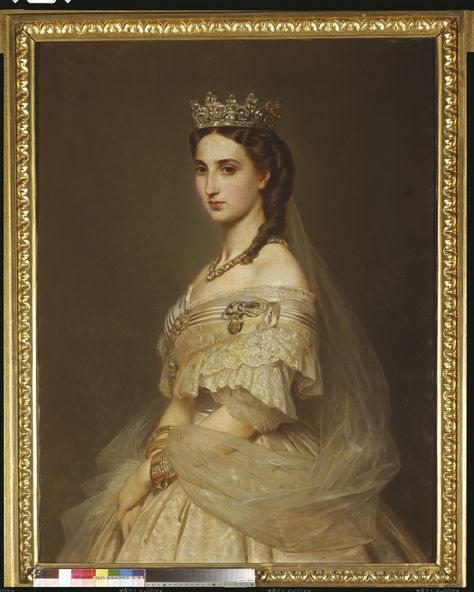 "Princess Charlotte of Belgium, Empress of Mexico (1840-1927)", Albert Graefle after Franz Xaver Winterhalter, orig. 1864; Royal Collection Trust 402474 Royal Portraits Painting, Franz Xaver Winterhalter, Victorian Portraits, Victorian Paintings, Old Portraits, Edouard Manet, Historical Painting, Victorian Art, Historical Art