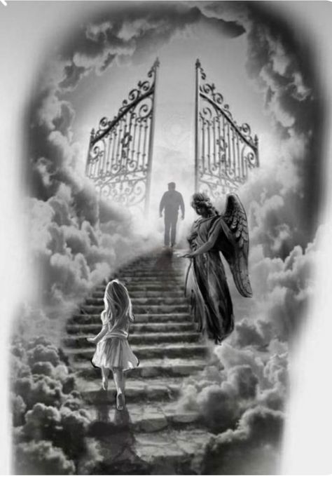 Heaven Stairs Tattoo Design, Stairs To Heaven Drawing, Stairway To Heaven Drawing, Hood Tattoo Designs, Stairs Tattoo, Stairs To Heaven Tattoo, Gates Of Heaven Tattoo, Disney Parents, Stairway To Heaven Tattoo