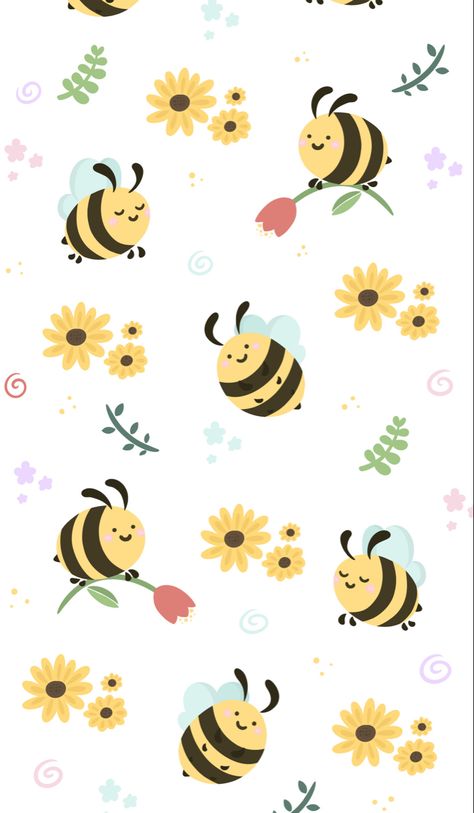 iPhone wallpaper cute bee design Bee Iphone Wallpaper, Cute Bee Wallpaper Iphone, Bee Wallpaper, Bee Themed Classroom, Bee Pictures, Bee Illustration, Theme Background, Hippie Wallpaper, Cute Patterns Wallpaper