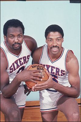 Moses Malone & Julius Erving 1983 NBA champions. Moses broke our hearts in Maryland when he decided to go pro. He was one of the first to go straight from high school to the pros. Moses Malone, Julius Erving, Dr J, Philadelphia Sports, School Basketball, Basketball Star, Nba Legends, Sport Icon, Sports Hero