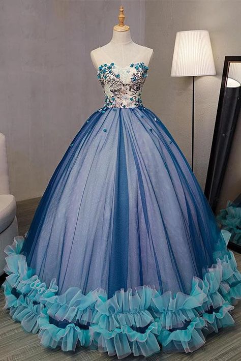 Teal Ball Gown, Puffy Prom Dresses, Blue Ball Gown, Floral Evening Dresses, Prom Dresses 2022, Sweet 16 Dress, Blue Ball Gowns, Formal Ball Gown, Purple And Teal