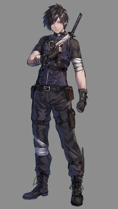 Untitled Anna Cattish, Badass Outfit, Black Clothes, Anime Military, Soyut Sanat Tabloları, Hero Costumes, Arte Fantasy, Character Design Male, 영감을 주는 캐릭터