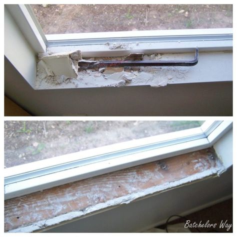 How to install a window sill and trim - Sawdust Girl® Window Sill Replacement, Diy Window Trim, Diy Crown Molding, Interior Window Trim, Sawdust Girl, Kitchen Window Sill, Home Improvement Ideas, Window Molding, Interior Windows