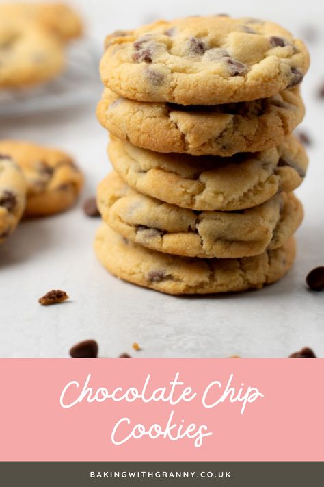 Uk Cookie Recipe, Choc Chip Biscuits, Easy Biscuit Recipe Uk, Chocolate Chip Cookies Uk Recipe, Cookie Recipes Uk, Easy Choc Chip Cookies Recipes, Choc Chip Cookies Recipe, Choc Chip Cookies Easy, Chocolate Chip Cookies Recipe Chewy