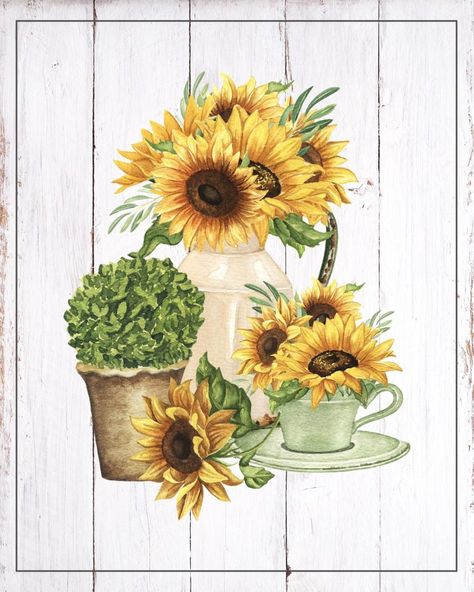 Free Printable Farmhouse Sunflower Vignettes - The Cottage Market Farmhouse Printables, Family Farmhouse, Free Fall Printables, Patriotic Diy, Decoupage Printables, Fresh Farmhouse, Spring Printables, Cottage Market, Free Vintage Printables