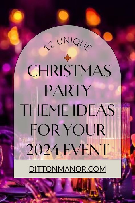 Discover 12 unique Christmas party themes for your 2024 festivities. From winter wonderlands to nostalgic retro gatherings, find fresh ideas to make your holiday event unforgettable. Inspire your festive planning with creative concepts for a truly magical celebration. Explore theme ideas at dittonmanor.com/christmas-party-theme-ideas/ Hallmark Christmas Themed Party, Cute Christmas Party Themes, Christmas Retirement Party Ideas, Company Christmas Party Decor Ideas, Christmas Party Themes 2024, Winter Gathering Ideas, Large Family Christmas Party Ideas, Christmas Dance Themes, Christmas Eve Theme Party Ideas