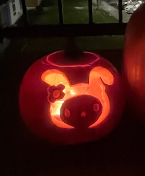 Pumkin Carving Bunny, Pumkin Carving Sanrio, Cutest Pumpkin Carving Ideas, Mini Carved Pumpkins, Pumpkin Carving Idea Cute, Cinnamoroll Pumpkin Carving, Pumpkin Carving Ideas Sanrio, Miffy Pumpkin Carving, Cottagecore Pumpkin Carving