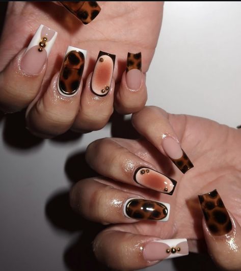 Tortoise Shell Nails, Ombre Chrome Nails, Shell Nails, No Peeking, Tiger Nails, Camo Nails, Horror Nails, Gel Nails French, Brown Acrylic Nails