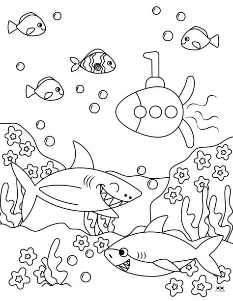 Choose from 25 unique shark coloring pages for lots of summer and coloring fun. All pages are 100% FREE and can be printed from home! Shark Coloring Pages Free Printable, Sea Animals Coloring Pages, Sea Animals Coloring, Animals Coloring Pages For Kids, Free Planner Pages, Animals Coloring Pages, Shark Coloring Pages, Farm Animal Coloring Pages, Kids Animals