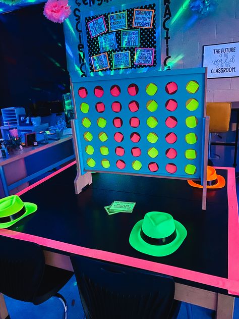 Neon Nights Dance Theme, School Dance Glow Party, Glow In Dark Games, Lets Glow Party, Neon Party Games, Glow Party Games, School Dance Themes, Neon Spray Paint, Glow Dance