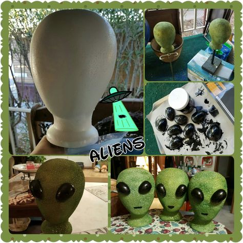 Alien Halloween Decorations Outdoor, Alien Halloween Outdoor, Alien Halloween Yard Decorations, Alien Table Decorations, Alien Outdoor Decorations, Alien Spaceship Decoration, Alien Parade Float Ideas, Diy Alien Halloween Decoration, Alien Halloween Props