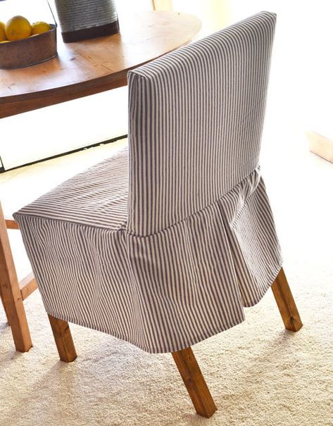 Diy Chair Covers, Slipcover Chair, Chair Slipcovers, Dining Room Chair, Dining Chair Covers, Dining Chair Slipcovers, Parsons Chairs, Diy House Projects, Diy Chair