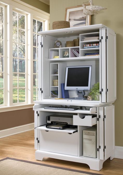 office Office Armoire, Diy Bureau, Armoire Desk, Compact Computer Desk, Computer Armoire, Computer Desk Design, Small Computer Desk, Modern Computer Desk, Computer Desk With Hutch