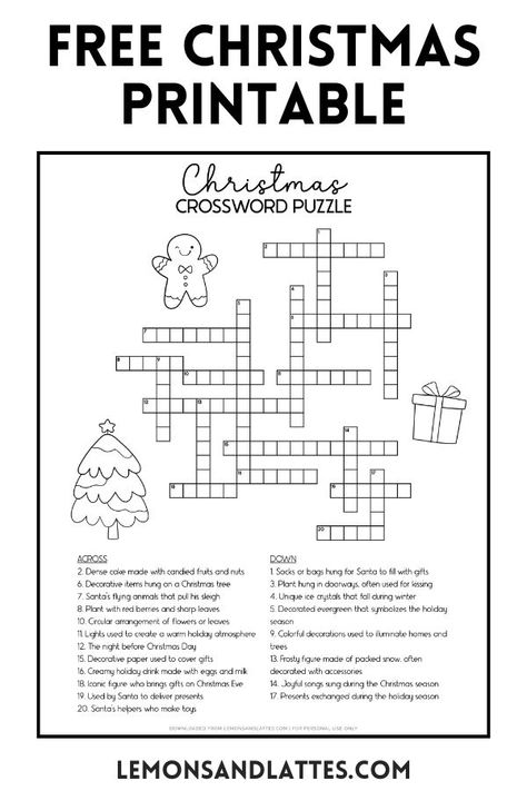 Free printable Christmas crossword puzzle. Use the clues to uncover 20 words hidden across or down in the grid. This activity is perfect for both kids and adults. How To Make A Crossword Puzzle, Christmas Games For Adults Printables Free, Christmas Crossword Puzzles For Adults, Christmas Activities For Adults At Work, Word Fill In Puzzles Free Printable, Holiday Crossword Puzzle Free Printable, Christmas Scramble Free Printable, Christmas Wordsearch Free Printable, Easy Crossword Puzzles Printable