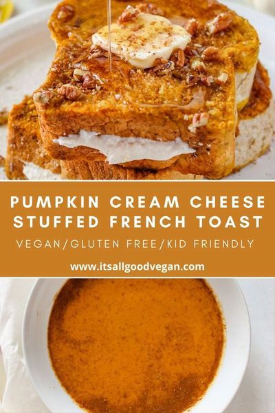 Calling all pumpkin lovers! You must try this Pumpkin Cream Cheese Stuffed French Toast. This Pumpkin French Toast is thick, fluffy, and bursting with pumpkin flavor. Stuffed with a creamy cream cheese, drizzled with maple syrup, and topped with crunchy pecans. This tasty Pumpkin French Toast will be your new go-to breakfast or brunch this fall. #pumpkin #fallrecipes #frenchtoast is #pumpkinrecipe #veganbreakfast #vegetarianrecipe #glutenfreerecipe Pumpkin Cream Cheese Stuffed French Toast, Stuffed Pumpkin French Toast, Pumpkin Stuffed French Toast, Pumpkin Cream Cheese French Toast, Cream Cheese Stuffed French Toast, Bakery Breakfast, Pumpkin French Toast, Pumpkin Cream Cheese, Stuffed French Toast