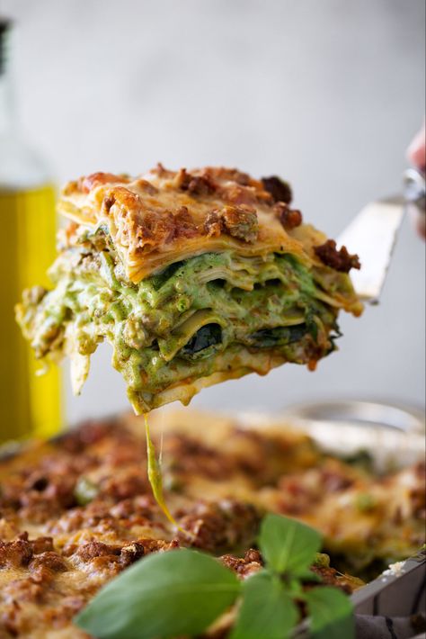 Lasagna Verde — Cooking with Cocktail Rings Veal Bolognese, Lasagna Verde, Cook Fresh Spinach, Breakfast Lasagna, Verde Recipe, Lasagna Noodles, Cheese Lasagna, Spinach Lasagna, Fresh Spinach