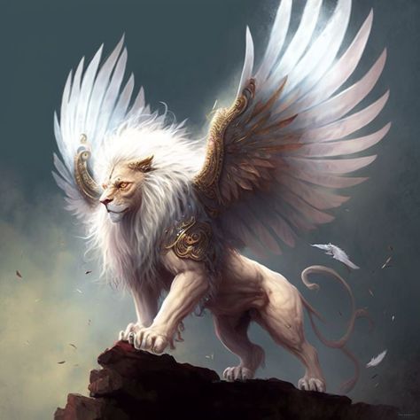 White Lion With Wings, White Lion Art, Lion With Wings, Winged Animals, Phoenix Artwork, Snake Wallpaper, Wolf Hybrid, Lion Head Tattoos, Lion King Fan Art