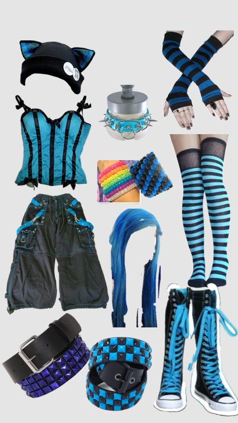 #blue #emo #emooutfit #emooutfitinspo #emooutfits #scenemo #scene #black #outfit #sceneoutfit Scene Outfits Aesthetic, Emo Scene Outfits, Black Scene, Scene Black, Y2k Scene, Scene Outfits, Scene Fashion, Scene Kids, Scene Emo