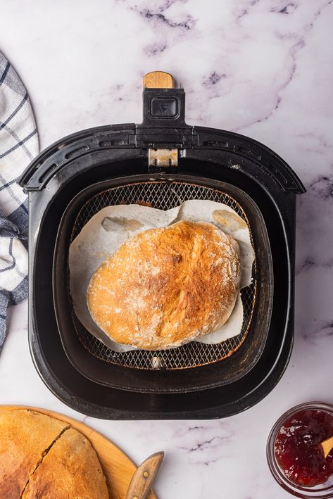 Bake Bread In Air Fryer, Air Fryer Homemade Bread, Easy Air Fryer Bread, Air Fryer Baguette, Bread In Air Fryer Oven, Air Fryer Sourdough Bread, Bread Airfryer, Air Fryer Bread Recipes, Bread In Air Fryer