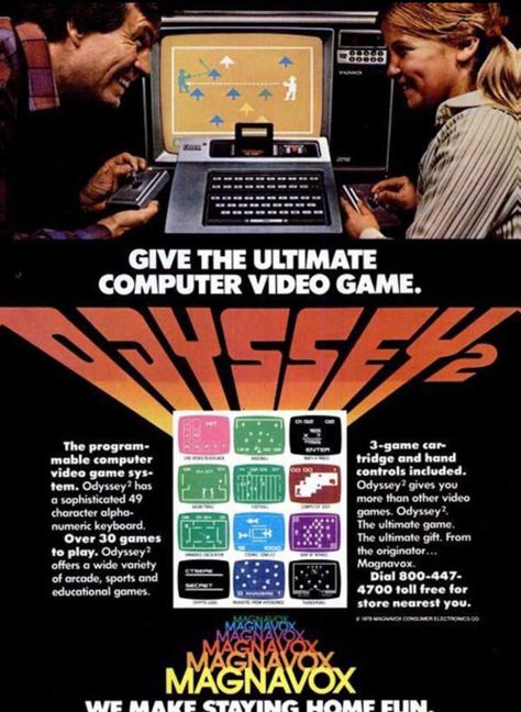 RetroGamerDaz on Twitter: "Give the ultimate computer game. I've always liked the look/design of this console. #retrogaming #GamersUnite https://t.co/BFMViUCmPG" Tech Ads, Game Advertising, Magnavox Odyssey, Computer Video, Vw Mk1, Two Player Games, Video Game Systems, Vintage Video Games, Classic Video Games