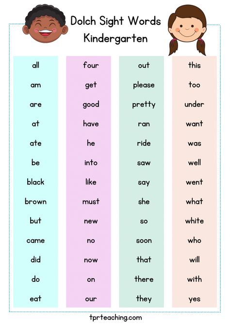 Kindergarten Sight Words (Free Printable Included) | TPR Teaching Dolch Sight Words Kindergarten, Kindergarten Sight Words List, Dolch Word List, Online Teaching Jobs, Teacher Checklist, Kindergarten Sight Words, Silly Sentences, Words List, Sight Word Sentences