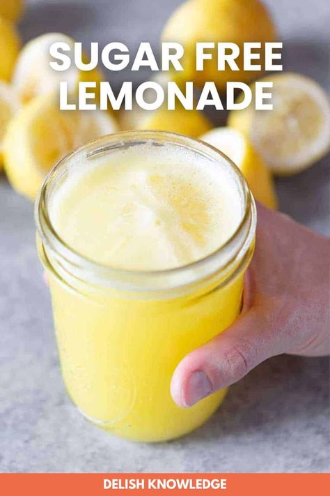 Sugar Free Lemonade! No sugar added to this healthy lemonade, perfect for kids! Just three ingredients. Healthy Lemonade, How To Make Lemonade, Sugar Free Lemonade, Lemonade Slushies, Sugar Free Drinks, Summer Lemonade, Delish Desserts, Keto Drinks, Make Lemonade