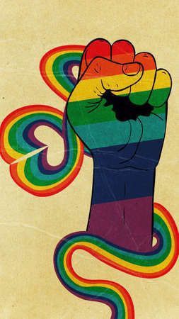 Lgbt Art Ideas, Lgbt Poster, Textured Illustration, Queer Rainbow, Clenched Fist, Feminism Art, Lgbtq Funny, School Murals, Posca Art