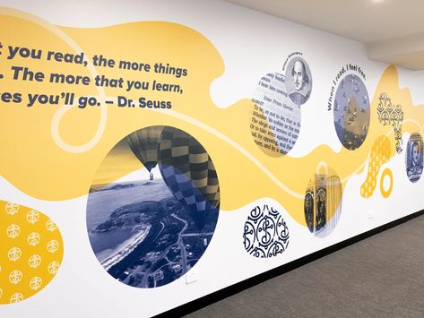 Salesian College Sunbury | Nuttshell Office Graphics, Office Wall Design, Donor Wall, Office Signage, History Wall, School Murals, Office Wallpaper, Office Branding, Mural Design