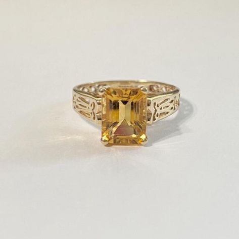 SOLD-Vintage Citrine Ring. 10K Yellow Gold Scroll Setting. Unique Engagement Ring. November Birthstone. 13th Anniversary Gift. Sz 7 #jewelry #jewlery #jewellery #jewelrylovers #jewelryoftheday #ring #rings #citrine #citrinejewelry #citrinering #citrinequartz #novemberbirthstone #ladiesfashion #ladiesjewellery #ladiesring #womanstyle #womansfashion #womansrings Yellow Topaz Ring, Gemstone Wedding Ring, Topaz Rings, November Birthstone Ring, Rose Gold Plated Ring, Gemstone Wedding Rings, Citrine Jewelry, Yellow Gemstones, Topaz Jewelry