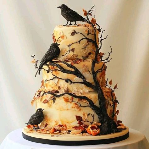 Crow Cake, Crow Wedding, Halloween Fright Night, Fall Ball, Fright Night, Crows, Wedding Cake, Wedding Cakes, To Start