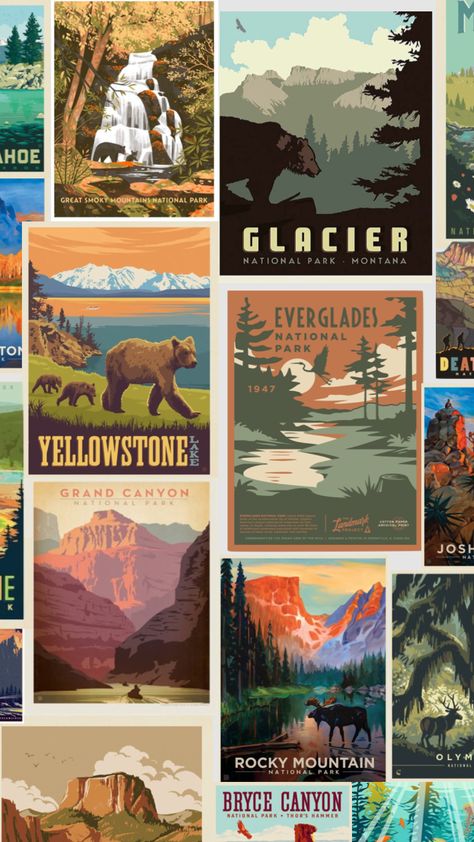 National Parks Wallpaper, National Park Background, National Park Collage, Granola Wallpaper, National Park Aesthetic Poster, Granola Collage Wallpaper, National Park Wallpaper, National Park Travel Poster, National Park Aesthetic