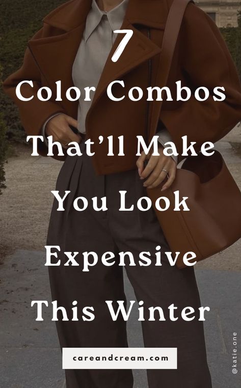 If you're searching for classy old money color combinations, elegant winter outfit ideas for women, or how to look expensive in winter, this post is your guide to mastering the timeless old money aesthetic. These 7 old money color combos for winter will help you create a chic color palette that's both classy and luxurious. Winter Outfit Color Combinations, Color Pairings Fashion, What Colors Go With Cream Clothes, Best Clothing Colors For Brunettes, Grey And Tan Outfits Women, Gray And Brown Outfits Women, Cream Monochrome Outfit Winter, Tan Color Combinations Outfits, Bright Winter Color Outfits