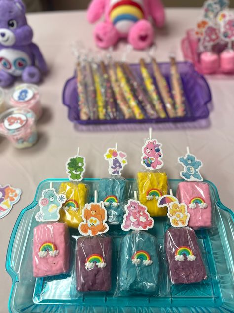 Care Bears Dessert Table, Care Bear Table Decorations, Carebears Birthday Ideas, Care Bears 1st Birthday Party, Care Bear First Birthday Party, Care Bear Treats, Care Bears Birthday Party Decorations, Carebear Birthday Party Ideas, Princess Yasmin