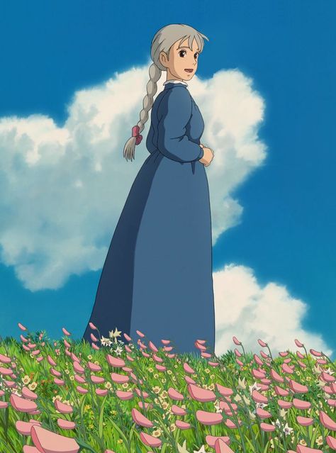 Howl Movie, Sophie Howl's Moving Castle, 하울의 움직이는 성, Studio Ghibli Characters, Ghibli Artwork, Howl's Moving Castle, Book Flowers, Studio Ghibli Art, Ghibli Movies