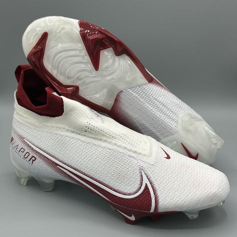 Nike Vapor Edge Elite 360 Football Cleats “White Red” [Cv6282-105] Size 10.5 Aesthetic Soccer Cleats, Flag Football Cleats, Soccer Wishlist, Best Football Shoes, American Football Cleats, Soccer Things, Womens Soccer Cleats, Best Soccer Cleats, Best Soccer Shoes