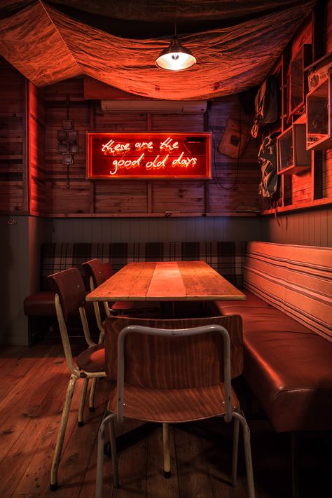 The World Bar, Queenstown. Awesome bar design and self designed by these guys. Good burgers and great live music. Nice little neon typography too. www.theworldbar.co.nz Retro Bar Design, Good Burgers, Live Music Bar, Game Room Ideas, Pub Design, Rustic Restaurant, Bar Interior Design, Cafe Shop Design, Good Old Days