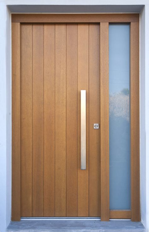 Wooden Door Side Design, Solid Door Design, Solid Wood Door Design, Front Door Handles Modern, Entry Doors Modern, Door Handles Modern, Contemporary Front Doors, Door Handle Design, Modern Front Door