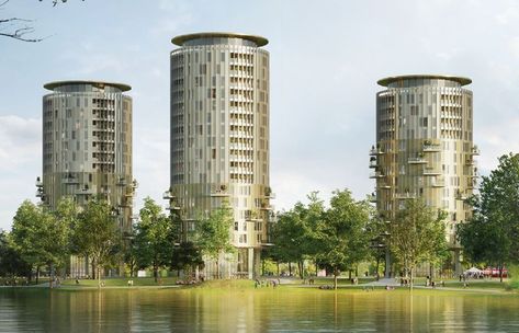 KCAP Designs Three Round Towers for the Netherlands | ArchDaily Round Tower Architecture, Apartments Ideas, Round Tower, City Buildings, Leaning Tower Of Pisa, The Netherlands, Netherlands, Tower, Layout