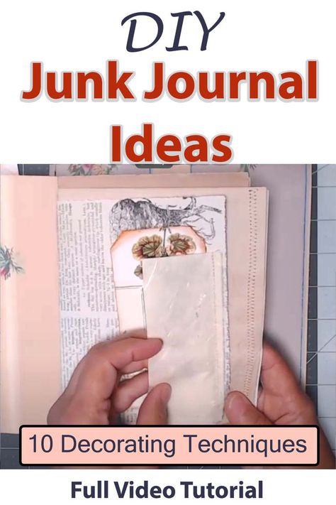 Let's decorate some pages! Here are 10 decorating techniques and ideas for your DIY Junk Journal. Full video tutorial. Diy Junk Journal Ideas, Diy Junk Journal, Junk Journal Ideas, Journal 3, Junk Journal Pages, Diy Journal, Journal Covers, Journal Pages, Junk Journals