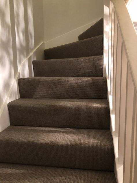 Dark Stair Carpet Installation in Barnes Dark Stairs Carpet, Brown Stair Carpet, Dark Carpet On Stairs, Brown Carpet Stairs, Dark Carpet Stairs, Dark Brown Carpet, Carpet Options, Communal Area, Stairs Carpet